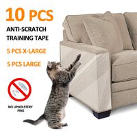 FOCUSPET Furniture Protectors from Cats 10pcs Cat Scratch Deterrent Sheet | Double-Sided Training Tape an-ti Pet Scratch for Leather Couch Furniture Protector 5XL-17"x12" + 5L-17"x10"