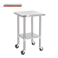 DuraSteel Stainless Steel Work Table 30" x 18" x 34" Height w/ 4 Caster Wheels -  Food Prep Commercial Grade Worktable - NSF Certified - Good For Restaurant, Business, Warehouse, Home, Kitchen, Garage
