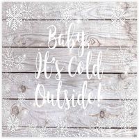 Allenjoy 8x8ft Baby It's Cold Outside Winter Wonderland Theme Backdrop for Kid Birthday Party Supplies Banner Rustic Wood Wooden White Background Christmas Xmas Baby Shower Decorations Favors