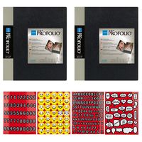 ITOYA 13 x 19 inches Original Art Presentation Book/Portfolio- for Art, Photography, and Documents - Pack of 2 + Scrapbooking Stickers 4 Pages of Emojis, Quotes, Letters & Numbers