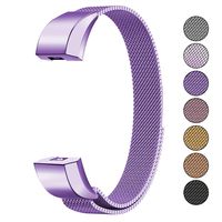 Mosonoi Compatiable with Fitbit Alta Bands, Adjustable Metal Bands Replacement Straps Fit for Fitbit Alta/Alta HR Smartwatch Women Men(Large, Lavender-B)