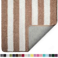 Gorilla Grip Original Luxury Chenille Bathroom Rug Mat, 60x24, Extra Soft and Absorbent Shaggy Rugs, Machine Wash Dry, Perfect Plush Carpet Mats for Tub, Shower, and Bath Room, Beige White