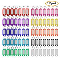 Plastic Key Tags 220 Pcs, 10 Colors Key Tags with Split Ring Label Window, Key ID Tags for Name Tag, Key Chain Tag, Luggage Tags