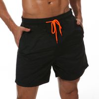 SILKWORLD Men's Swimming Surf Board Shorts Mesh Liner(US S Size-Asian Tag L, Waist 30.5" - 32", Black)
