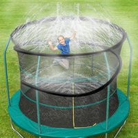 ARTBECK Trampoline Spray Water Park Fun Summer Outdoor Water Game Toys Trampoline Accessories, Trampoline Sprinklers Toy for Kids, Made to Attach On Trampoline Safety Net Enclosure (39 ft, Black)