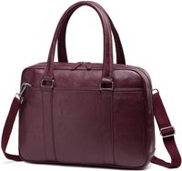 Laptop Bag for Women,VASCHY PU Leather Classic Water Resistant Slim Business Briefcase Messenger Bag for Work Burgundy