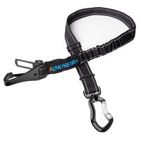 IOKHEIRA Dog Seat Belt, Updated 3-in-1 Multifunctional Pet Safety Belt Reflective Bungee Dog Car Harness with Hook Latch & Seatbelt Buckle, Swivel Aluminum Carabiner