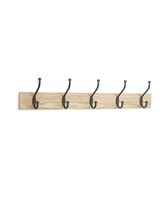 AmazonBasics Wall Mounted Standard Coat Rack, 5 Hooks, Set of 2, Natural
