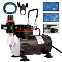 VIVOHOME 110-120V Professional Airbrushing Paint System with 1/5 HP Air Compressor and 3 Airbrush Kits for Tattoo Makeup Shoes Cake Decoration Black ETL Certified ...