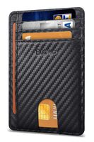 Slim Minimalist Leather Wallets for Men & Women - Carbon Fiber Black