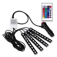 Car LED Strip Light,ABEDOE 4pcs Multi RGB Color Car Interior Underdash Floor Decorative Atmosphere Light Kit DC 12V with Dimmer, Cigarette Lighter Plug,Remote Control and Car Charger