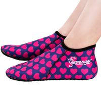Seavenger Zephyr 3mm Neoprene Socks | Wetsuit Booties for Scuba Diving, Snorkeling, Swimming (Pink Hearts, Medium)