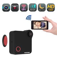 Mini Wireless WiFi Action Camera - Nanny cop Cam, Small Monitoring System Cameras to Cell Phone, Camaras for Home, Office, Car & Drone with Motion Detection & Night Mode