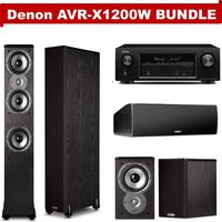Denon AVR-X1200W 7.2 Channel Full 4K Ultra HD A/V Receiver (Bluetooth/Wi-Fi/Apple AirPlay/Dolby Atmos) NOW WITH (2) Polk Audio TSi400 Floorstanding Speakers, (2) TSi100 Bookshelf Speakers & (1) CS10 Center Channel