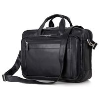 BAIGIO Men's Leather 17 Inches Laptop Business Briefcase Shoulder Tote Bag Portfolio Satchel Lawyers Briefcases for Men (Black)