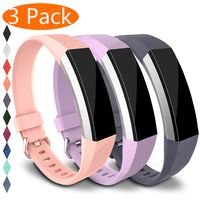 KingAcc Compatible Replacement Bands for Fitbit Alta HR, Fitbit Alta, Silicone Fitbit Alta HR Band Alta Band, Buckle Wristband Strap Women Men (3-Pack, Gray&Khaki&Lightpurple, Large)