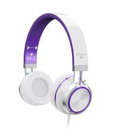 Elecder i39 Headphones with Microphone Foldable Lightweight Adjustable On Ear Headsets with 3.5mm Jack for iPad Cellphones Computer MP3/4 Kindle Airplane School Purple/White