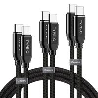 USB C to C Cable, Capshi USB-C to USB-C Cable [6.6ft+4ft+1ft] Nylon Braided 60W USB Type C Cord Compatible Galaxy Note S10/S8/S9,Google Pixel 3 2 XL, Nintendo Switch,iPad pro ,Nexus 6P, MacBook and Mo