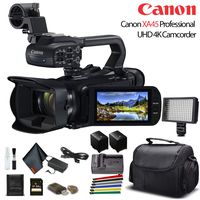 Canon XA45 Professional UHD 4K Camcorder (3665C002) W/Extra Battery, Soft Padded Bag, 64GB Memory Card, LED Light, and More Base Bundle