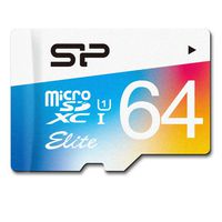 Silicon Power 64GB MicroSDXC UHS-1 Class10, Elite Flash Memory Card with Adapter (SP064GBSTXBU1V20SP)