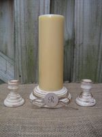 Shabby Chic Wood Wedding Monogram Unity Candle Holder Set - You Pick Color - Item 1562