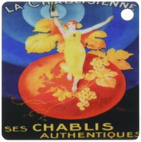 3dRose Image of Colorful Champagne Ad in French Key Chains, Set of 2 (kc_173908_1)