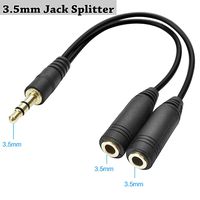 SaiTech 3.5mm Stereo Jack Splitter Cable Adapter for ipod, Mp3 Player, Mobile Phone, Laptop, PC, Headphone Speakers (Black)