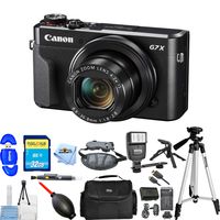 Canon PowerShot G7 X Mark II (Black) 1066C001 PRO Bundle with Extra Battery and Charger, 32GB SD Card, Flash, Tripods + Much More [International Version]