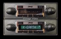 High-Power Stereo Compatible with 1978-1986 Jeep CJ & Scrambler, AM FM Car Radio with Auxiliary Input and USB (Black Knobs)