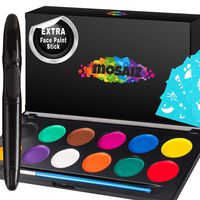 Non-Grease Face Paint Kit for Kids and Adults - 12 Colors Face Painting Palette Bonus 30 Stencils, Brush and Pen - Birthday Gift for Girls, Halloween Makeup Body Paint, Facepaint Party Supplies
