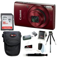 Canon PowerShot ELPH 180 20 MP Digital Camera (Red) with 16GB Accessory Bundle