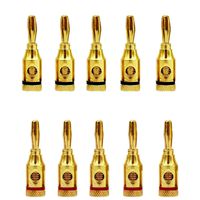 HIGHROCK Brass Speaker Banana Plugs - 5-Pair, Open Screw Type