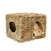 Tfwadmx Rabbit Grass House - Natural Hand Woven Seagrass Play Hay Bed, Hideaway Hut Toy for Bunny Hamster Guinea Pig Chinchilla Ferret