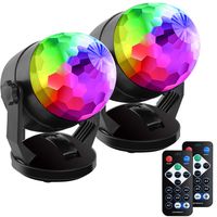[2-Pack] Portable Sound Activated Party Lights for Outdoor and Indoor, Battery Powered/USB Plug in, Dj Lighting, RBG Disco Ball, Strobe Lamp Stage Par Light for Car Room Dance Parties Birthday DJ Club