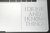 I Drink and I Know Things Vinyl Decals for Car Bumper Window Laptop (Silver, 4" x 3.7")
