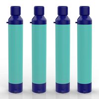 SimPure Water Filter Straw, Portable Survival Straws with 0.1 Micron 5-Stage Integrated Water Purifier, Outdoor Survival Gear for Camping Hiking Climbing and Emergency(Blue-4P)