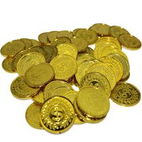 100Pcs Plastic Play Coins Gold Pirate Treasure Hunt Coins Toys for Kids Party Theme Props Decoration,Party Favor,Lucky Draw Games, Plastic Gold Coins Great for Kids, Toddlers, Teachers ¡­