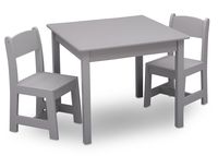 Delta Children MySize Kids Wood Chair Set and Table (2 Chairs Included), Grey