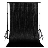 Black Sequin Curtains 2 Panels 4FTx6FT Photo Booth Backdrop Black Sequin Party Background Pack of 2-190321E