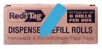 Redi-Tag Solid Arrow Dispenser Flags, 6 Roll Refill, 120 Flags per Roll, 1-7/8 x 9/16 Inches, Light Blue (91063)