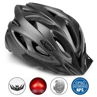 Tai Koo Adult Bike Helmet, CPSC Certified Cycle Helmet for Adults Men/Women, Adjustable Size Road Cycling Bicycle Helmet with Detachable Visor/Rear Light/Reflective Strap - Black