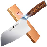 TUO Cutlery Vegetable Meat Cleaver Knife - Chinese Chef's Knife - HC German Stainless Steel with Pakkawood Handle with Case - 7" - Fiery Series