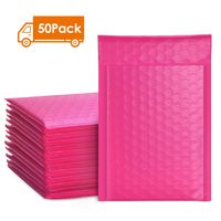 Metronic 50pcs Poly Bubble Mailers 4x8 Inch Padded Envelopes #000 Bubble Lined Poly Mailer Self Seal Pink