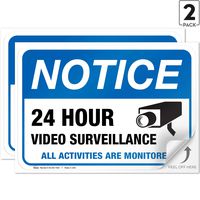 (2 Pack) Video Surveillance Vinyl Sign - 7x10" Sticker Self-Adhesive Decal Poster - Weatherproof, by ARMO