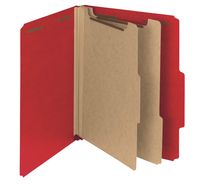 Smead 100% Recycled Pressboard Classification File Folder, 2 Dividers, 2" Expansion, Letter Size, Bright Red, 10 per Box (14061)