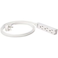 AmazonBasics Indoor 3 Prong Extension Power Cord Strip - Flat Plug, Grounded, 6 Foot, Pack of 2, White