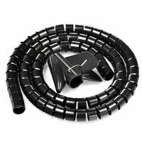 uxcell 30mm Flexible Cable Organizer Spiral Tube Cable Wire Wrap Computer Manage Cord Black 5M with Clip