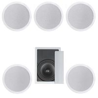 5.1 Home Theater Flush Ceiling Speaker Package- Two Ceiling 6.5" 2-way Speakers, One Ceiling 6.5" 2-way Center Speaker, Two Ceiling 6.5" 2-way Rear Speakers, and One 8" Inwall Subwoofer