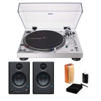 Audio-Technica AT-LP120X-USB Direct-Drive Analog and USB Turntable Bundle with Presonus Eris 3.5 Studio Monitors (Pair) and Knox Vinyl Record Cleaning Kit (3 Items)