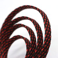30ft PET Expandable Sleeving Flexo Wire Cable Sleeve (3/5", Red&Black)